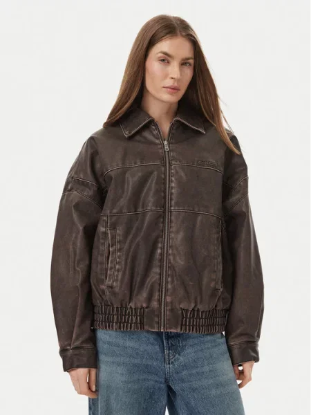 Guess Jeans Μπουφάν από απομίμηση δέρματος Σκούρο καφέ