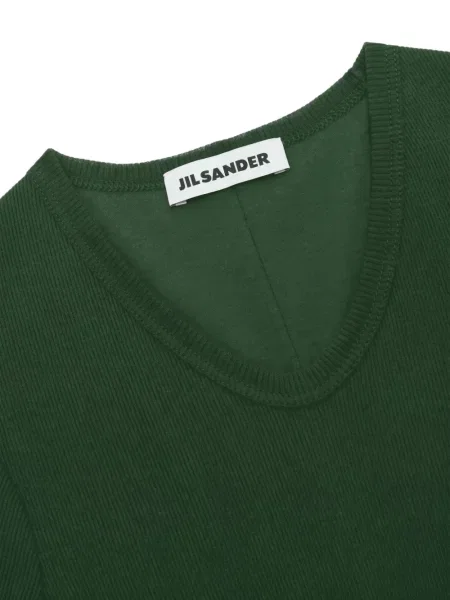 Rochie midi Jil Sander tricotate cu volane verde