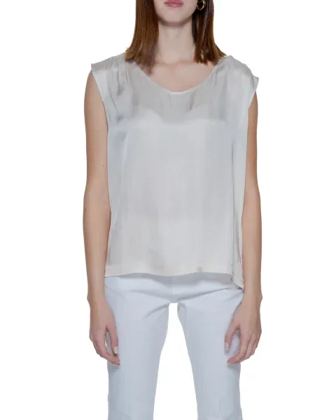 Bluzka Street One bez rękawów w miejskim stylu w jednolitym kolorze biała