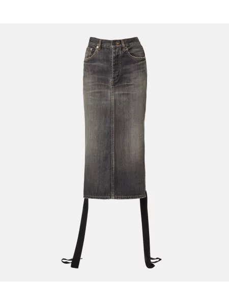 Osłona spódnica jeansowa Balenciaga sznurowana koronkowa szara