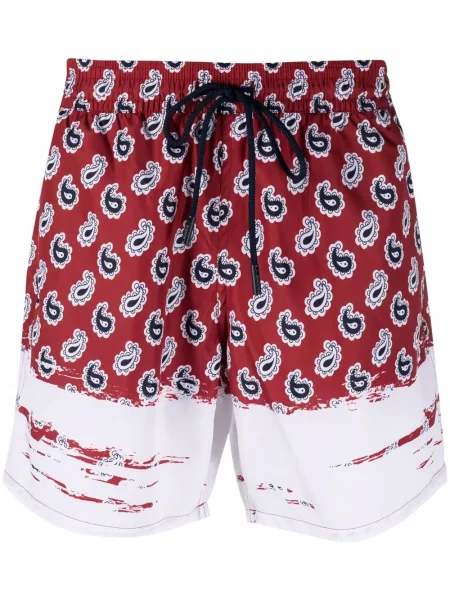 Slip de baie Etro cu imagine cu model paisley roșu