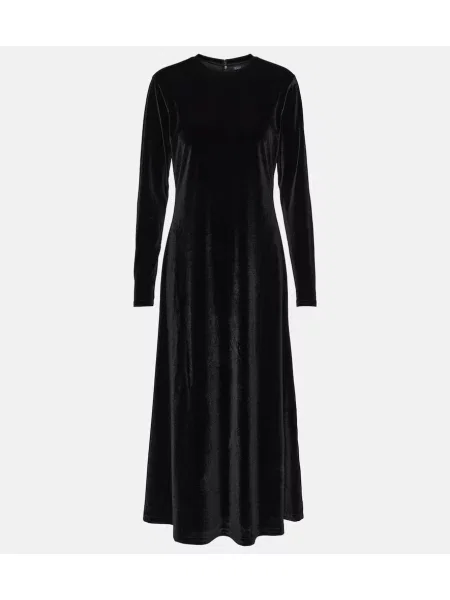 Rochie maxi Polo Ralph Lauren de catifea de costum negru