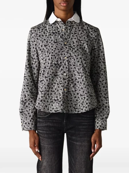 Gulerat cămașă R13 cu model floral cu imagine gri