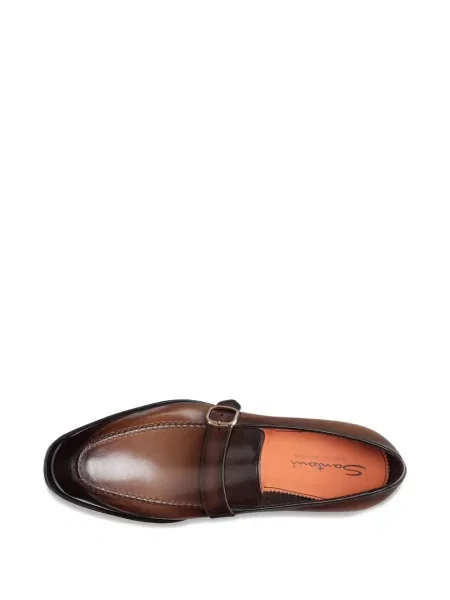 Pantofi loafer Santoni din piele cu cataramă maro