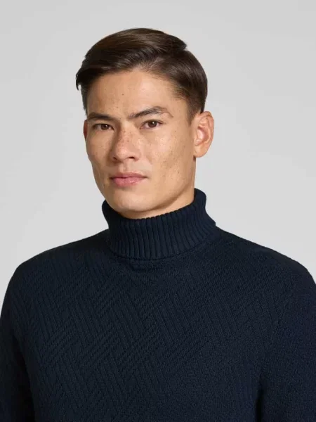 Golf o kroju regular fit z czystej bawełny model ‘TREVOR’ Selected Homme niebieski