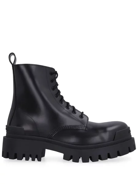 Botine Balenciaga cu șireturi din dantelă negru