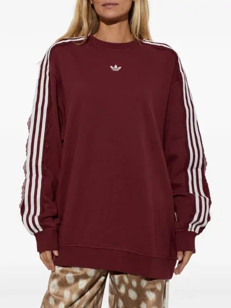 Dryžuotas nėriniuotas džemperis Adidas raudona