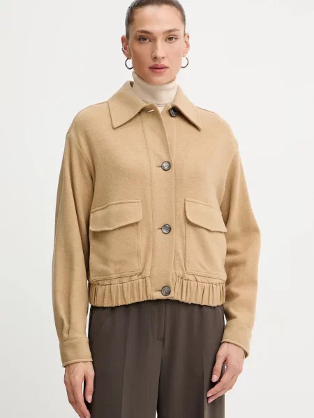 Marella kurtka z dodatkiem wełny Emme by Marella brązowy przejściowa beżowa