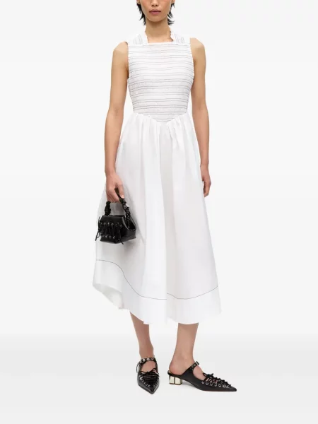 Rochie midi Ganni până la genunchi de costum alb