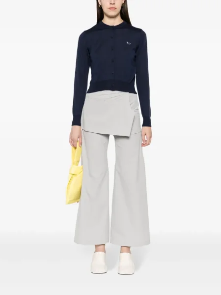 Cardigan Maison Kitsune cu broderie de lână albastru