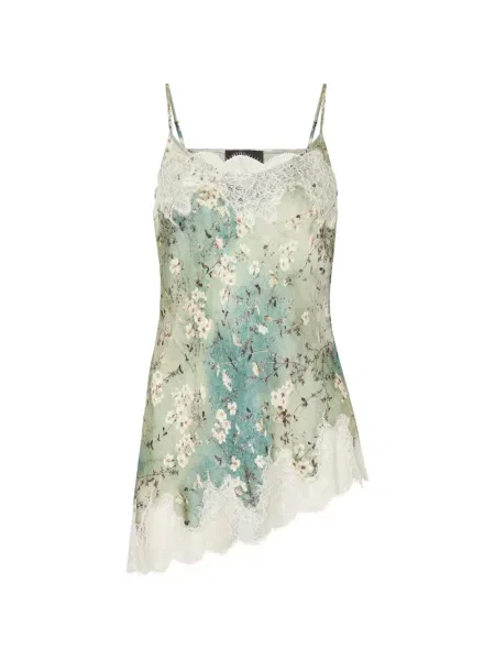 Top Liu Jo din satin cu imagine verde