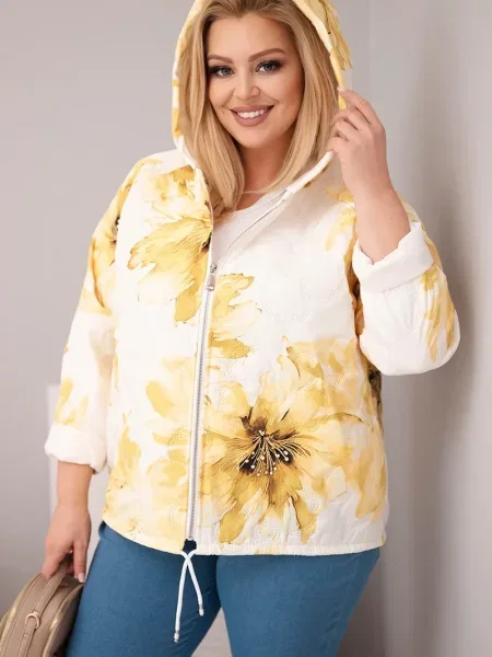 Geacă Kesi Włoski cu model floral alb