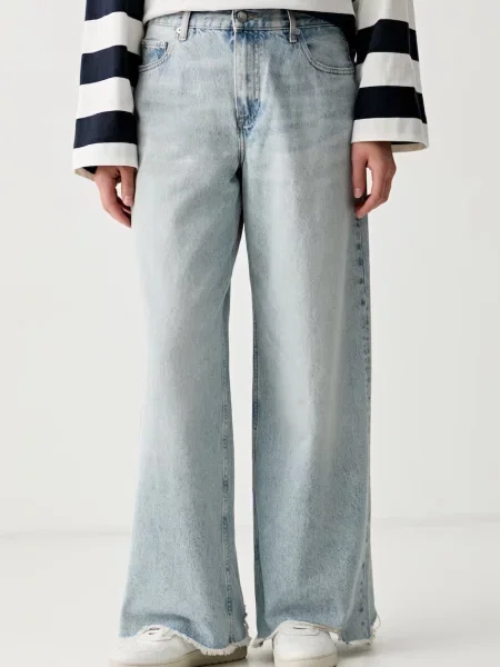 Tommy Hilfiger blugi wide leg pentru femei albastru