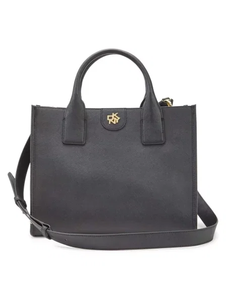 Lniana torebka Dkny czarna