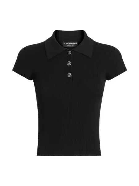 Dzianinowa koszulka polo Dolce And Gabbana czarna