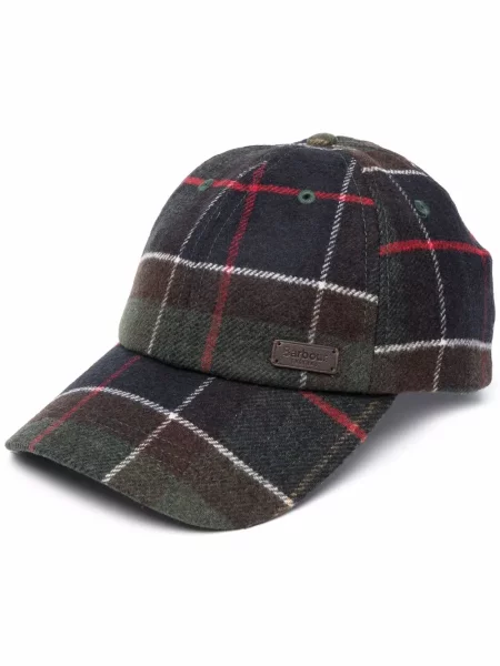 Șapcă Barbour în carouri cu imagine verde