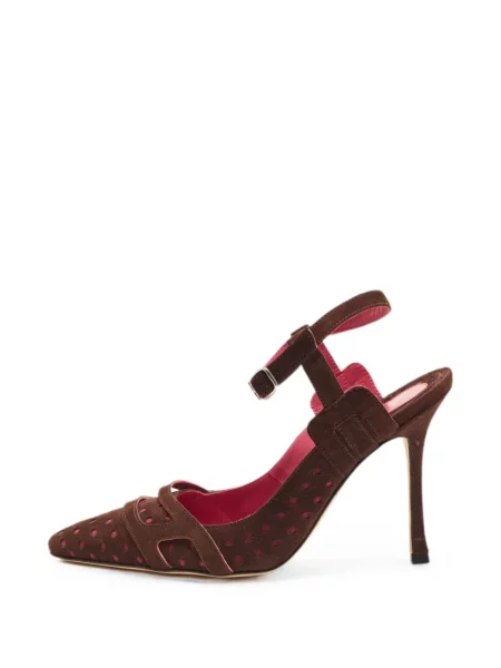 Pantofi cu toc Manolo Blahnik cu bretele maro