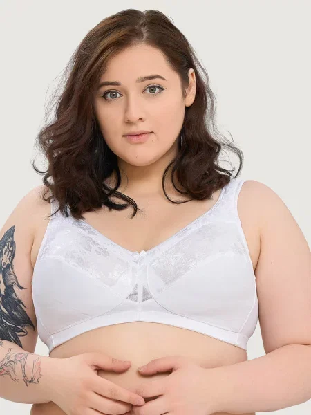 Однотонный бюстгальтер с вышивкой білий