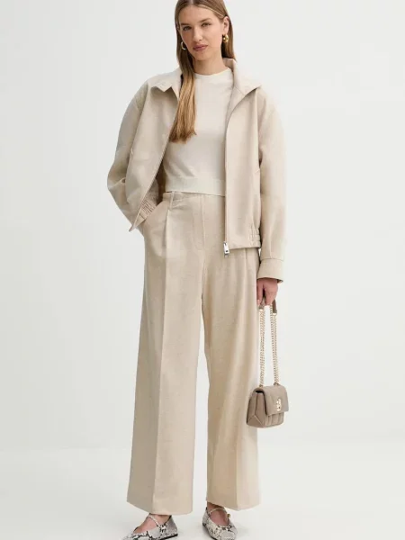 Liviana Conti kurtka z dodatkiem kaszmiru przejściowa oversize beżowy
