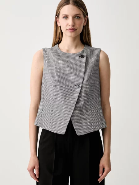 DKNY vestă cu două rânduri de pentru femei negru