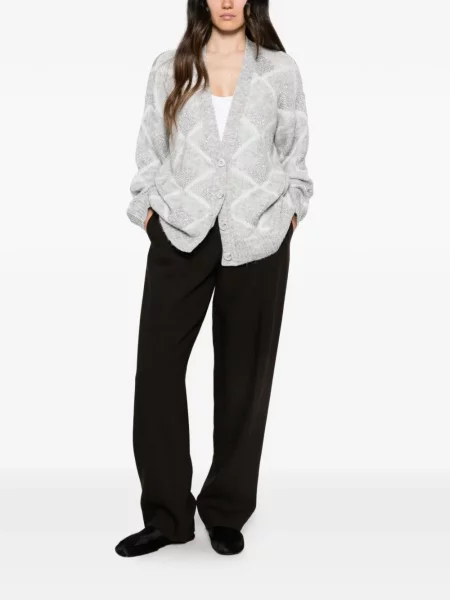 Cardigan Imperial cu paiete cu model argyle gri