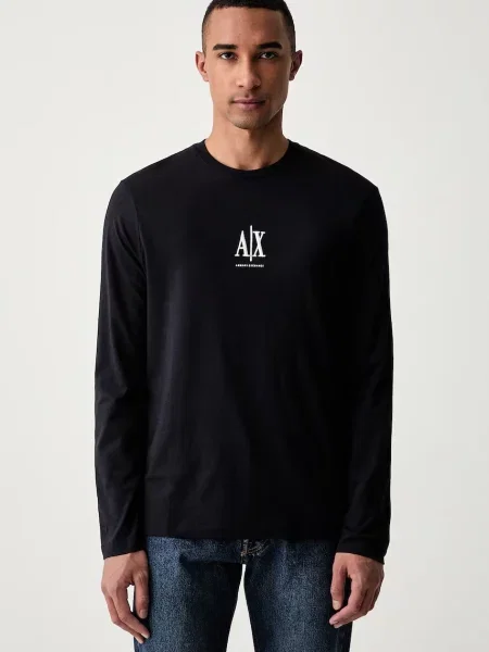 Tricou cu mânecă lungă Eax negru