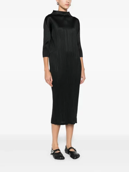 Костюм миди рокля Pleats Please Issey Miyake до коляното черно