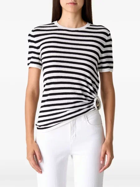 Tricou Christopher Esber cu dungi cu volane alb