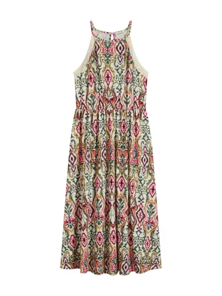 Bonprix Rochie de vară crem verde pin / roz galben