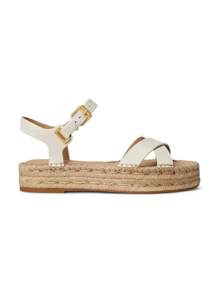 Lauren Ralph Lauren espadrilky dámske kožené Emeryn béžová