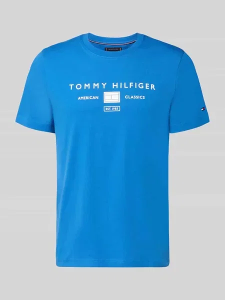 T-shirt o kroju regular fit z czystej bawełny Tommy Hilfiger niebieska
