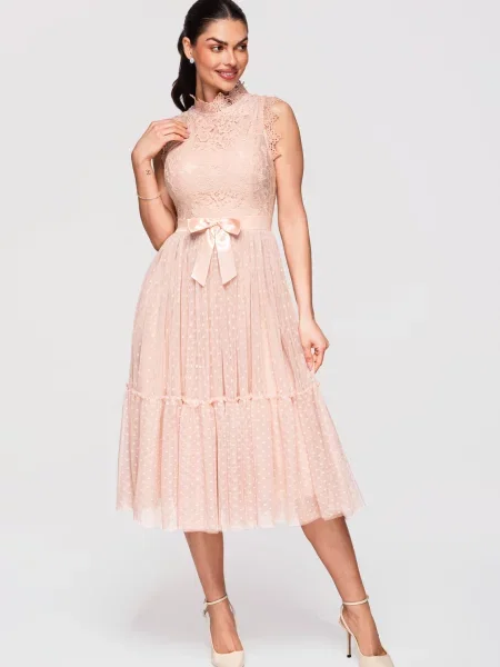 Rochie midi Edoti din dantelă