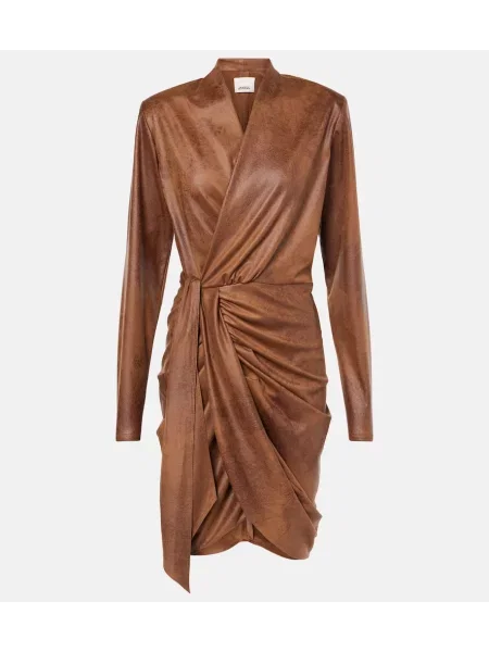 Sukienka Isabel Marant zamszowa drapowana kopertowa brązowa