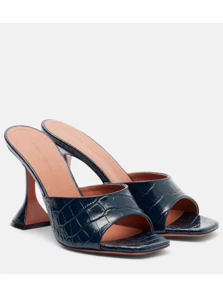 Usnjene mules Amina Muaddi modra