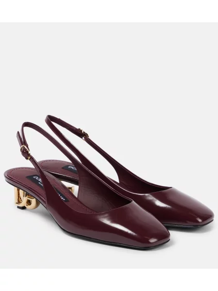 Usnjene lakirane salonarji Dolce&gabbana z odprtimi petami bordo