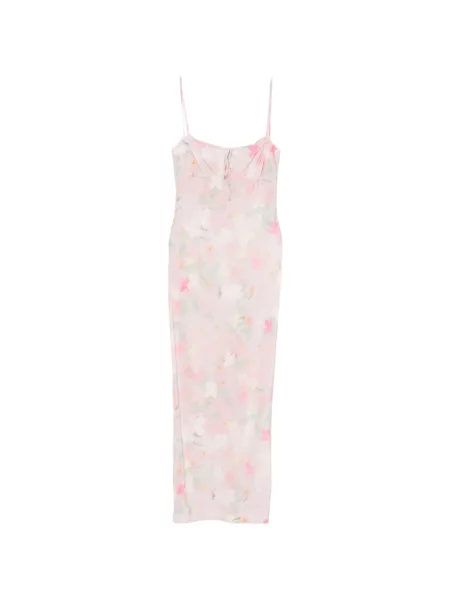 Rochie midi Bernadette cu model floral cu imagine roz