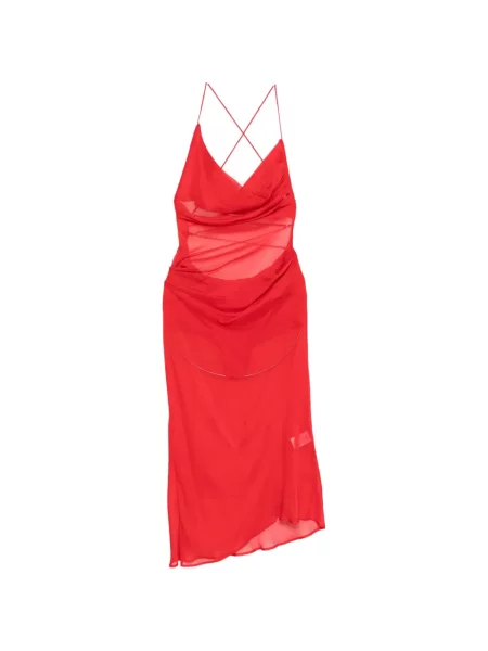 Rochie midi Patrizia Pepe de mătase până la genunchi de costum roșu