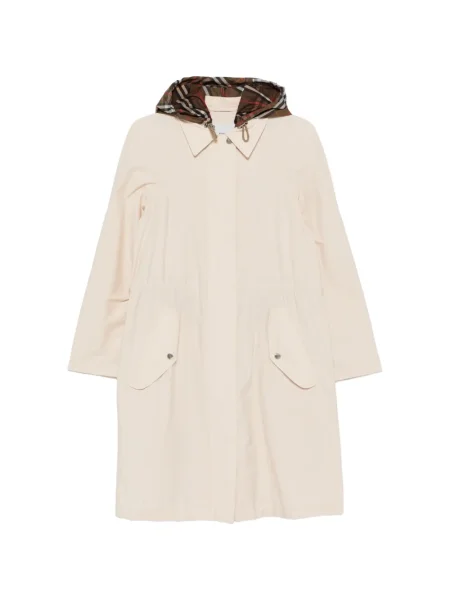 Parka Burberry w kratkę z kapturem