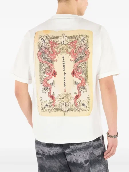 Tricou Roberto Cavalli cu imagine alb
