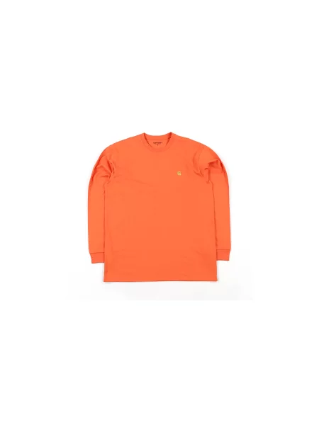 Carhartt WIP L/S Chase T-Shirt Pepper Gold Mężczyźni Koszulki Carhartt WIP Size: XL pomarańczowy