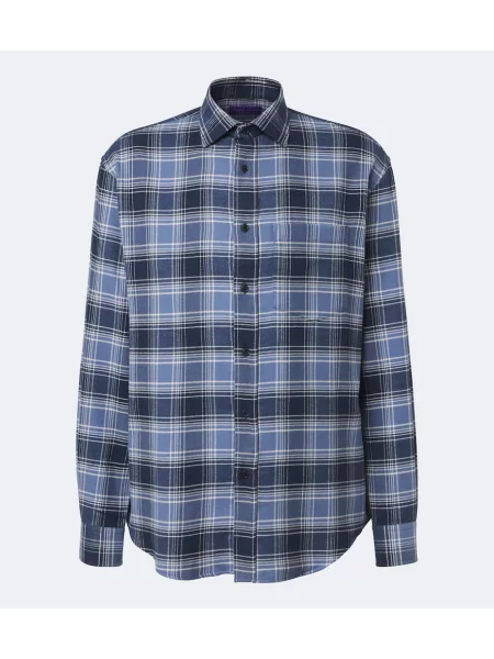 Cămașă Ralph Lauren Purple Label în carouri albastru