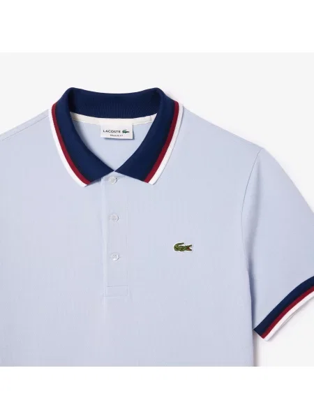 Lacoste Koszulka Polo O Regularnym Kroju Ze Stretchem Z Bawełny Pikowej Z Kontrastowym Kołnierzykiem niebieska