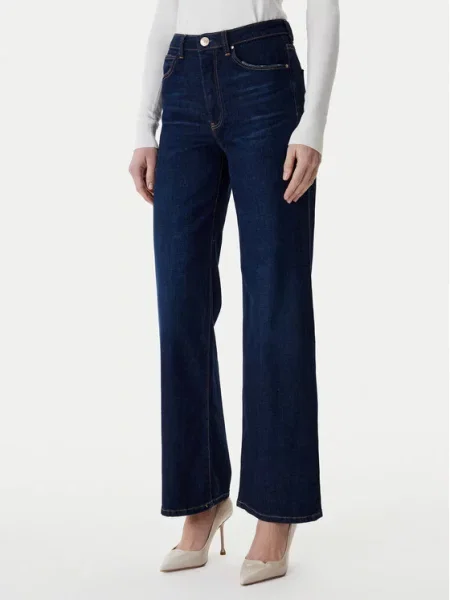 Guess Jeans hlače Mornarsko Wide Leg modra