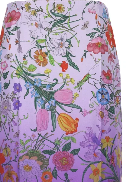 Fustă Gucci de mătase cu imagine violet