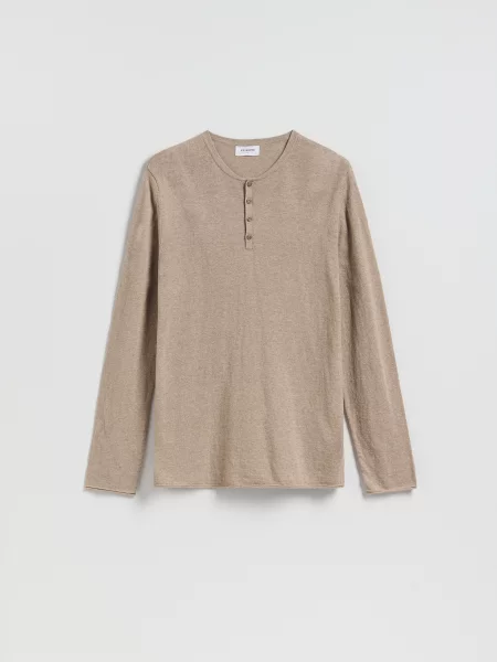 Reserved Светр henley бежевий