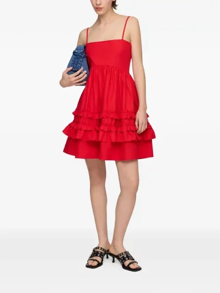 Rochie mini Ganni cu volane roșu