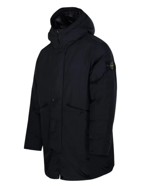 Palton Stone Island cu glugă cu strasuri negru