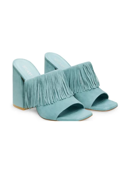 Klapki Stuart Weitzman zamszowe zielone