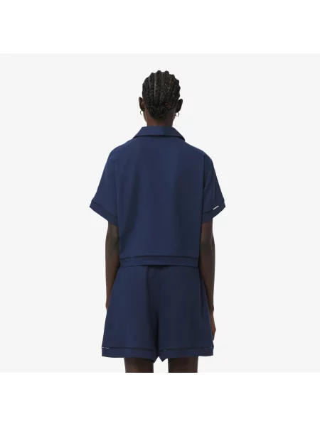 Lacoste Koszulka Polo Oversize Z Lejącego Diagonalu granatowa
