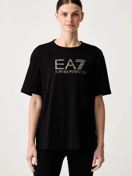 Emporio Armani tricou oversized pentru femei din negru